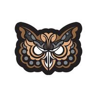 Owl from patterns. Exotic bird in boho style. Vector