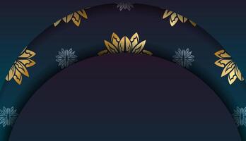 Golden arch with floral pattern on dark blue background vector