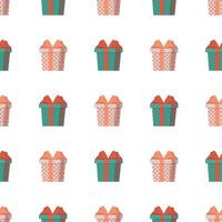Seamless pattern with a gift. Background with a gift box. Suitable for backgrounds, cards and wrapping paper. Good on the topic of New Years, birthday and Valentine's Day. . vector