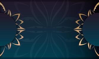 Two frames with gold and blue floral designs on a dark background vector