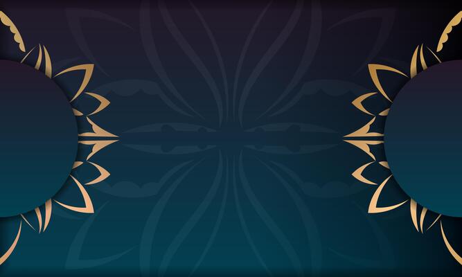 Two frames with gold and blue floral designs on a dark background