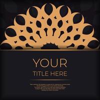 Dark invitation card design with vintage Indian ornament. Can be used as background and wallpaper. Elegant and classic vector elements ready for print and typography.