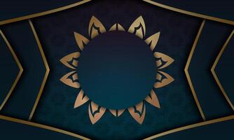 Blue gradient background with luxury gold pattern for design under your logo or text vector