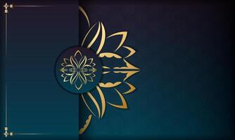 Blue gradient background with luxurious golden pattern and space for your logo vector