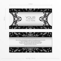 Luxurious white rectangular postcard template with vintage abstract ornament. Elegant and classic vector elements ready for print and typography.