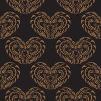 Dark seamless pattern with snake head. Vector illustration.