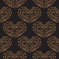 Dark seamless pattern with snake head. Vector illustration.