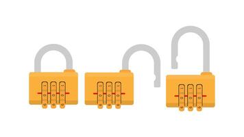 Three padlocks with red and white keys vector