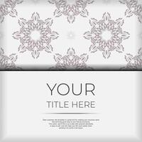 Luxurious white square invitation card template with vintage indian ornaments. Elegant and classic vector elements ready for print and typography.