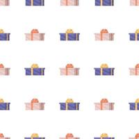 Seamless pattern with a gift. Background with a gift box. Suitable for backgrounds, cards and wrapping paper. Good on the topic of New Years, birthday and Valentine's Day. . vector
