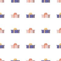 Seamless pattern with a gift. Background with a gift box. Suitable for backgrounds, cards and wrapping paper. Good on the topic of New Years, birthday and Valentine's Day. Vector. vector