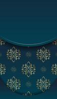 Golden floral pattern on blue background vector