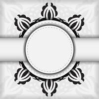 Luxurious white square postcard template with vintage indian ornaments. Elegant and classic vector elements ready for print and typography.