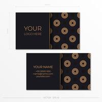 Template Black Presentable Business Cards. Decorative business card ornaments, oriental pattern, illustration. vector