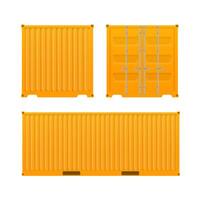 Yellow freight container. Large container for ship isolated on a white background. . vector
