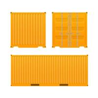 Yellow freight container. Large container for ship isolated on a white background. Vector. vector