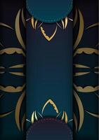 Golden background with a black and blue design vector