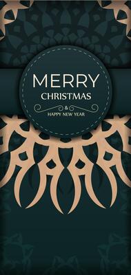 Festive Flyer Happy New Year in dark green color with abstract yellow pattern
