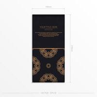 Black luxury postcard design with Indian vintage ornaments. Can be used as background and wallpaper. Elegant and classic vector elements are great for decoration.