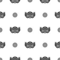 Seamless pattern with owl face. Suitable for poster, postcard, banner, textile and menu design. Vector