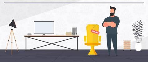 Vacant place. Job candidate. Office chair. People search concept for work. Vector. vector