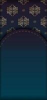 A dark blue background with gold and black patterns vector