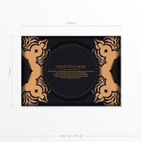 A black and gold business card with an ornate pattern vector