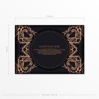 Black luxury invitation card design with vintage Indian ornament. Can be used as background and wallpaper. vector