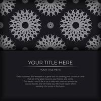 Dark invitation card design with abstract silvery ornament. Elegant and classic vector elements are great for decoration.