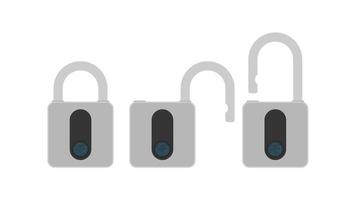 Set of padlocks with fingerprint scanner. A modern padlock is opened with a fingerprint. Isolated. Vector. vector