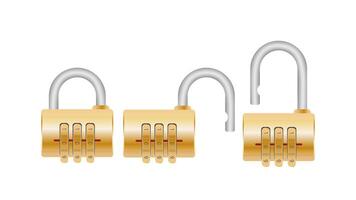 Padlock with code. Padlock for doors, safes and suitcases. Flat style. Vector. vector