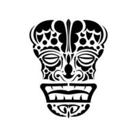 Totem face. Face in Polynesian or Maori style. Hawaiian tribal patterns. Good for prints and t-shirts. Isolated. Vector illustration.