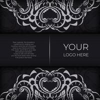 Black luxury invitation card design with vintage Indian ornament. Can be used as background and wallpaper. Elegant and classic vector elements ready for print and typography.