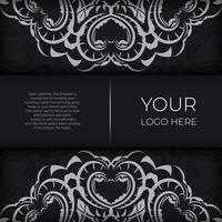 Black luxury invitation card design with vintage Indian ornament. Can be used as background and wallpaper. Elegant and classic vector elements ready for print and typography.