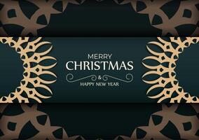 Christmas card with ornate pattern on dark background vector