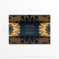 Dark blue postcard template with abstract ornament. Elegant and classic elements ready for print and typography. illustration. vector