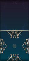 A blue and gold background with a floral pattern vector
