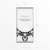 Luxurious white rectangular postcard template with vintage abstract mandala ornament. Elegant and classic vector elements ready for print and typography.