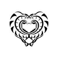 A tribal heart tattoo design with two snakes vector
