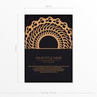 Dark black gold invitation card template with white abstract ornament. Elegant and classic elements ready for print and typography. illustration. vector