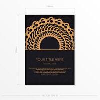 Dark black gold invitation card template with white abstract ornament. Elegant and classic vector elements ready for print and typography. Vector illustration.