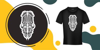 The mask of the gods in the form of Maori patterns. Outline for T-shirts, cups, flags, phone cases and prints. Vector