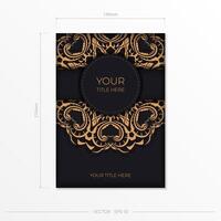 Black luxury invitation card design with gold vintage ornament. Can be used as background and wallpaper. vector