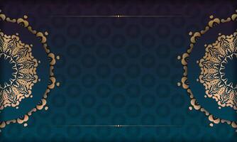 An ornate gold and blue background with a circular design vector