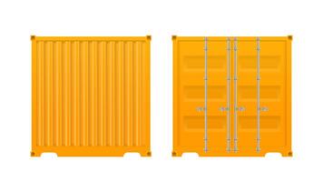 Yellow freight container. Large container for ship isolated on a white background. . vector