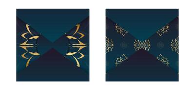 Two banners with gold and blue patterns vector