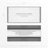 Luxurious white rectangular invitation card template with vintage indian ornaments. Elegant and classic vector elements ready for print and typography.