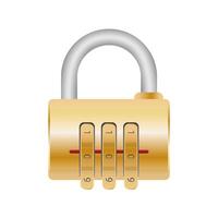 A golden padlock with four keys on it vector