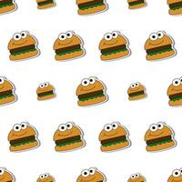 Burger seamless pattern in flat style. Burger sticker. Suitable for backgrounds, postcards, and wrapping paper. . vector