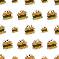 Burger seamless pattern in flat style. Burger sticker. Suitable for backgrounds, postcards, and wrapping paper. Vector. vector